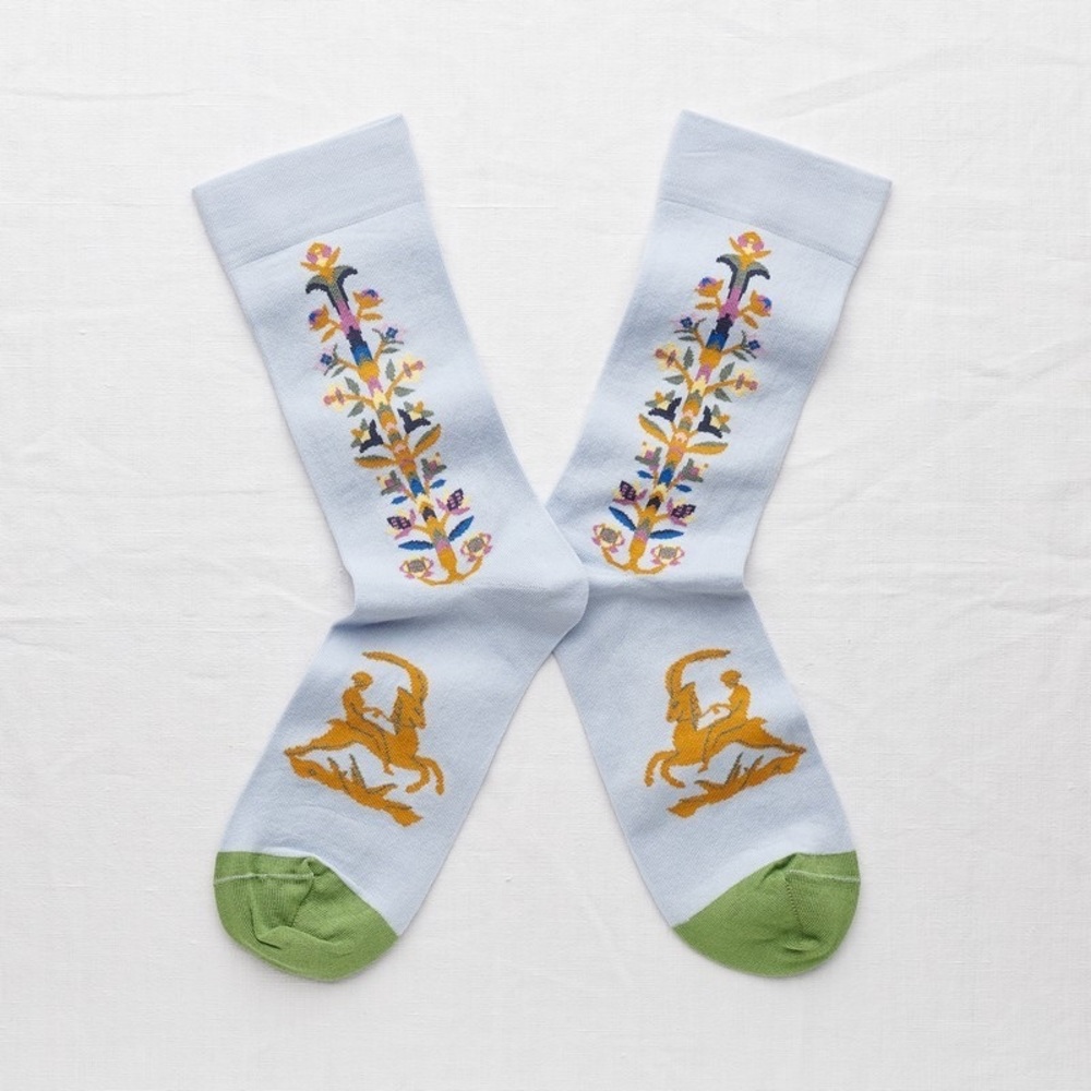 Women’s Sock Elegant Floral light blue Retro lSocks size:5-7.5